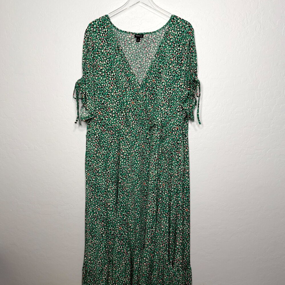Torrid Midi A-Line Green Wrap Dress Size 4 4X 26 - Picture 3 of 10